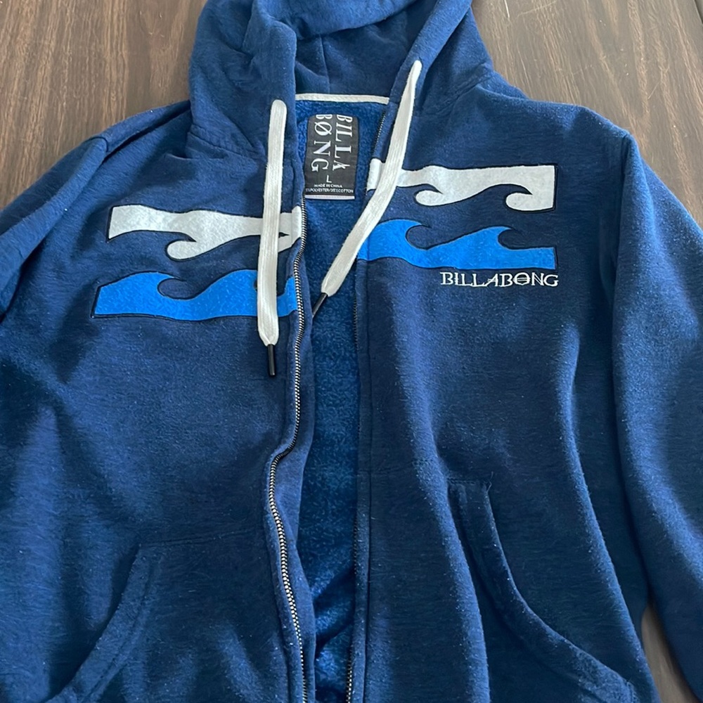 Billabong Men's Navy and Blue Wave Hoodie